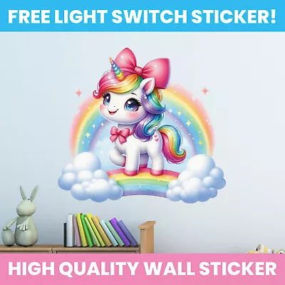 Unicorn Wall Sticker Decal Rainbow Decor Kids Bedroom Decoration • £4.99