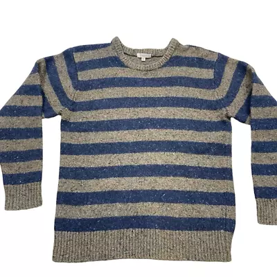 Men’s Oliver Ridley Brand Blue And Brown Striped Sweater Wool Alpaca Blend L • $65