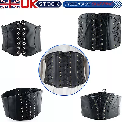 Black Women's Ladies Underbust Waist Wide Band Belt Lace Up Cincher Shape Corset • £8.09