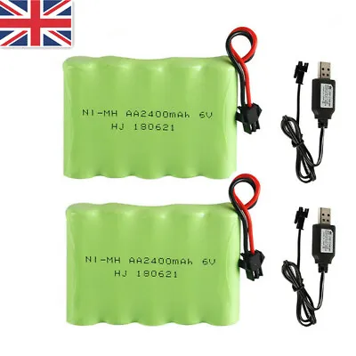 £17.58 • Buy 2Pcs 6V 2400mAh Ni-MH Rechargeable Battery Pack With SM-2P 2Pin Plug For RC Cars