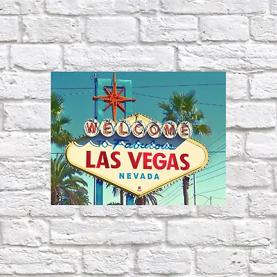 Las Vegas Retro Tin Sign Nostalgic Art Gift Home Decor • £3.95