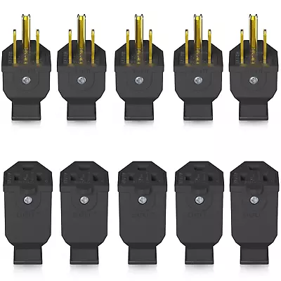 ELEGRP Extension Cord Ends Male/Female Set Black 15A 125V 5 Sets • $33.49