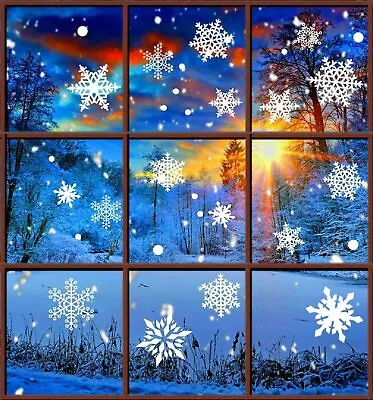 £3.99 • Buy 146PCs Removable Christmas Window Snowflakes Stickers Clings Decal UK (White)