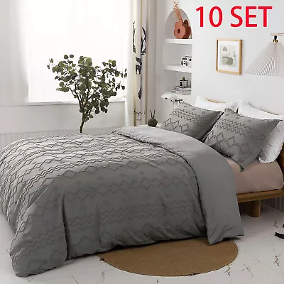 30 Piece Of 10 Set Gray Duvet Cover Set With Pillow Shams King Size Bedding Set • $139.99