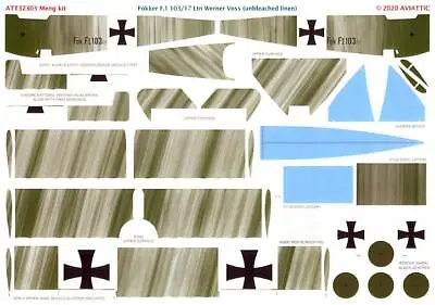 Aviattic Decals 1/32 FOKKER F.1 TRIPLANE Werner Voss Unbleached Linen MENG KIT • $34.99