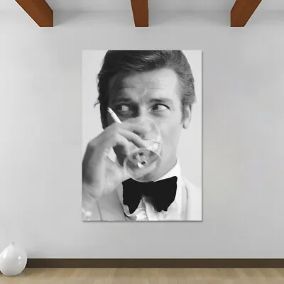 Roger Moore - James Bond - Canvas Rolled Wall Art Print - Various Sizes • £12.79