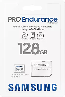 Samsung Pro Endurance 128GB MicroSD Video Monitoring Brand New Sealed • $42