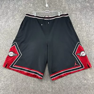 VINTAGE Jordan Shorts Mens 3XL Black Red Wings Jumpman Bred Air Mesh Bulls 90s • $67.45