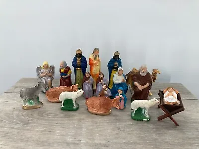Vintage Manger Nativity Scene Figure Figurines Germany Japan Painted Pottery Lot • $22.49