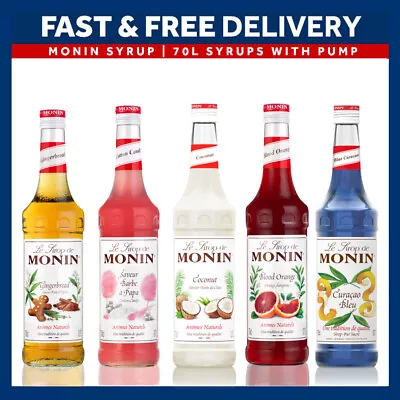  NEW Monin Coffee & Cocktail 70cl Glass Syrup Flavours & Pump - AS USED BY COSTA • £12.69