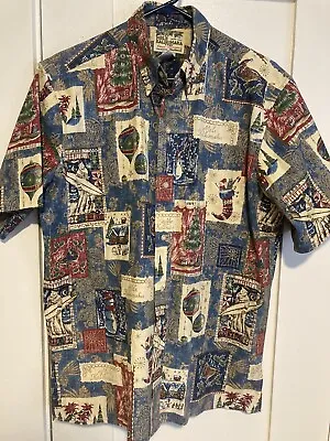 Reyn Spooner Mele Kalikimaka Christmas Holiday Shirt Cotton Poly Men’s Med. READ • $25