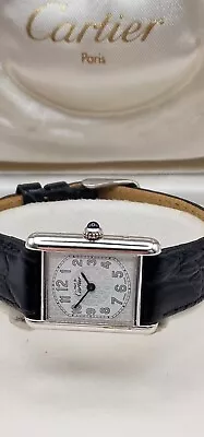 Must De Cartier Tank Sterling Silver Lady's Watch On New Strap In Cartier Box. • £1500