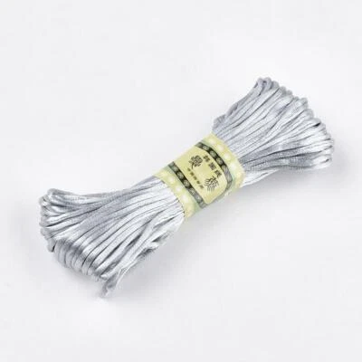 £3.29 • Buy 20m Silver Grey Rattail Satin Cord 2mm - Kumihimo Macrame Chinese Knot - P00910