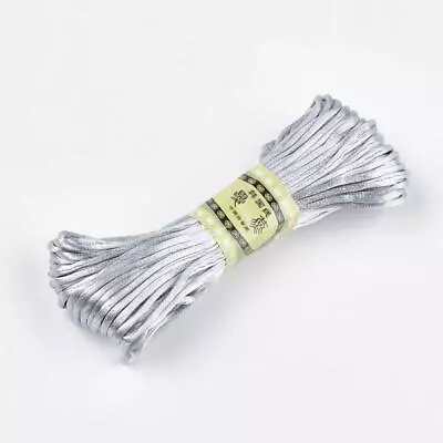 20m Silver Grey Rattail Satin Cord 2mm - Kumihimo Macrame Chinese Knot - P00910 • £3.39