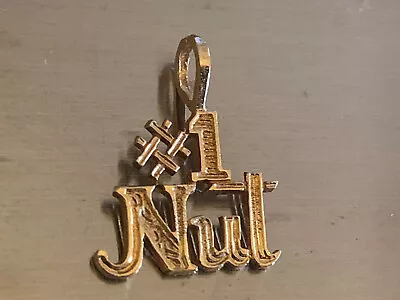Vintage 14K Yellow Gold Or Pendant Charm # 1 NUT - Etched Finish - Very Unique • $85