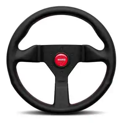 MOMO Montecarlo Black Leather With Red Stitching 320mm Steering Wheel • $379.95