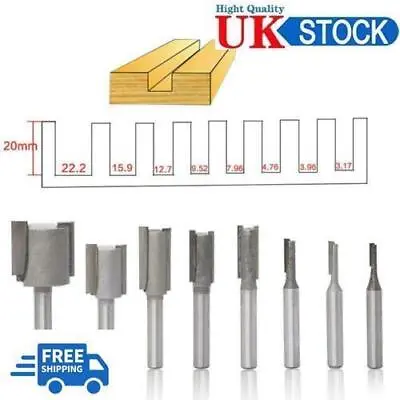 £7.88 • Buy 8Pcs 1/4 /6.35mm Shank Straight Slotted Router Bit For Woodworking Cutter Set