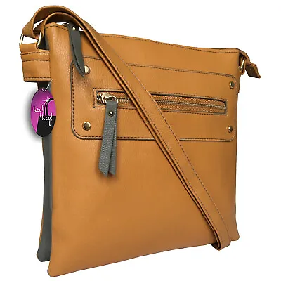 Cross Body Handbag Shoulder Bag Pockets Sections Compartments Messenger Zipped • £16.99