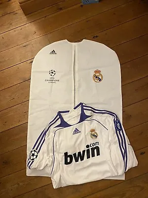 £110 • Buy BNWT *DEADSTOCK* 2007 FC Real Madrid LS Home Shirt W/travel Bag