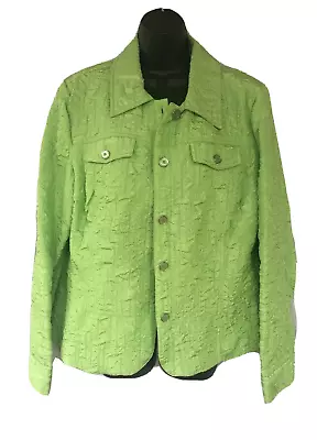 Erin London Blazer Jacket Lime Green XL New With Tags Crinkle Pucker Lined • $20