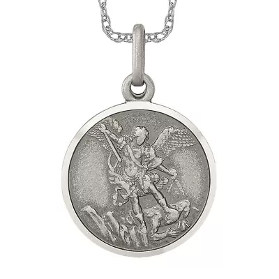 925 Sterling Silver Vintage Saint Michael Medal Necklace Charm Pendant • $214