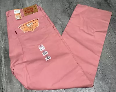 Levis 501 Jeans Mens 40x32 Pink Denim Straight Shrink Fit Button Fly Pants NEW • $34.99