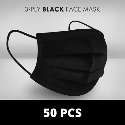 Black Sanitary Face Mask 3-Ply Disposable Protective Mask Against Dust • £184.99