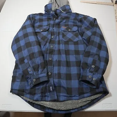Smiths Workwear Mens Flannel Jacket Adult XL Lined Plaid Hoodie Fleece Lined • $15.68