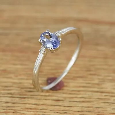 925 Sterling Silver Natural AAA Tanzanite Gemstone Ring Jewelry • $49.21