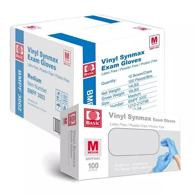 1000Pcs Disposable Synmax Vinyl Exam Gloves Latex-Free & Powder-Free -Medium • $38.99