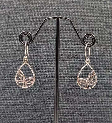 Vintage Sterling Silver By IBB Butterfly Teardrop Shape Hook Dangle 925 Earrings • $24.99