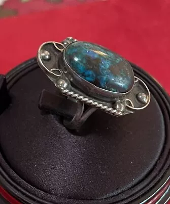 Vintage Large Navajo Sterling Turquoise Nugget Ring Size 9 • $19.99