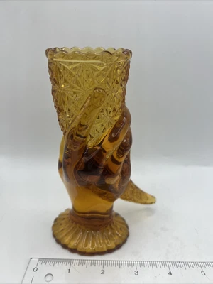 £34.61 • Buy Duncan & Sons Cornucopia Hand Vase Horn Of Plenty  Amber Glass (See Description)