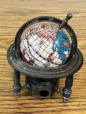 Vintage Globe Pencil Sharpener~ Colorful World Map~ Copper~ Spins~ 3 1/2  Tall • $8.99