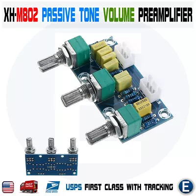 XH-M802 Passive Tone Volume Bass Treble Control Board Preamplifier Module • $4.73