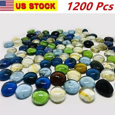 1200 Pcs Mixed Color Large Glass Gems Pebbles Mosaic Tiles Marble Vase Filler • $19.99