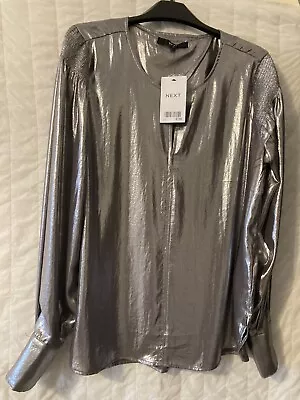 £16.99 • Buy Next Metallic Silver Long Sleeve Top Size 14