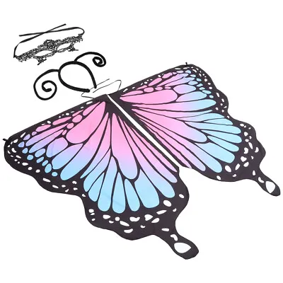  Chic Butterfly Cloak Fairy Ladies Cape Wings Halloween Dress Up Miss Girl Shawl • £18.38