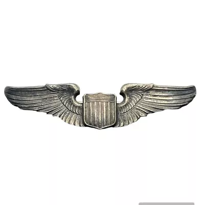 WWII USAAF Military Army Air Force Pilot Wings Sterling Silver Brooch Pin  • $129