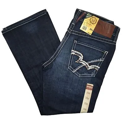 Big Star Jeans Mid Rise Pioneer Embroidered Dark Distressed Stretch Bootcut New • $49.95