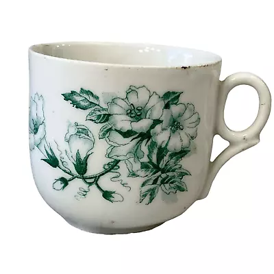 Vintage White Green Floral Bouquet Mustache Shaving Mug Cup Decor • $12