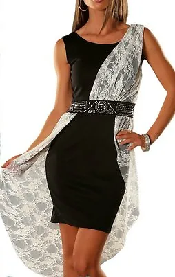 Sexy Miss Dress Mullet Lace Dress High Low Stones Dress S/M 34/36 M / Size L 36/ • $30.98