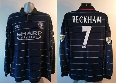 Manchester United 1999  2000 Umbro Away Shirt Beckham 7 Size XL Long Sleeve EPL • £399