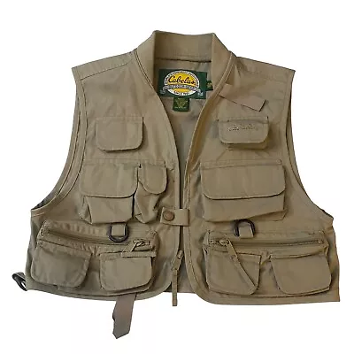 Cabelas Fly Fishing Vest Mens S/M Khaki Utility Lightweight Outdoor Hunting • $18.95