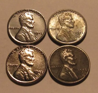 1943 (2) 1943 D 1943 S (Steel) Lincoln Cent Penny - Mixed Condition - 248SU • $0.99