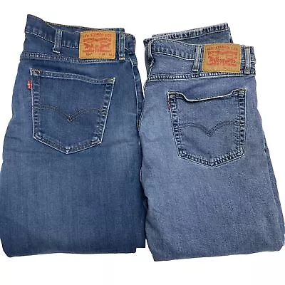 Levi's 514 Jeans Mens 38x30 Blue Distressed Denim Lot Of 2 • $25