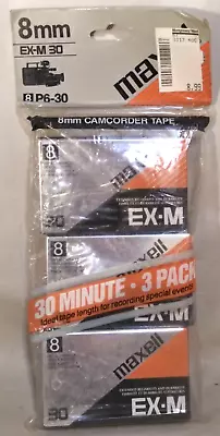 NEW 3 Pack Maxell 8mm EX-M 30 Video Cassettes - Camcorder Tapes -  • $14.95