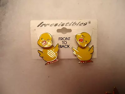 AIM Vtg Nos Enamel Easter Chick Pierced Earrings • $1