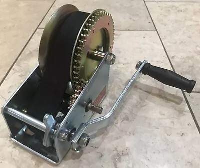 £18.50 • Buy 2000lbs Boat Marine Trailer Double Gear Hand Winch With 8m X 50mm Strap + Hook