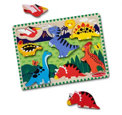 Melissa & Doug Dinosaur 7-Piece Wooden Chunky Puzzle 03747 • $11.95